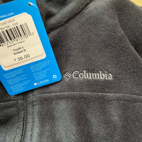 Columbia fleece youth large dark gray NWT zip YL - Picture 6 of 7